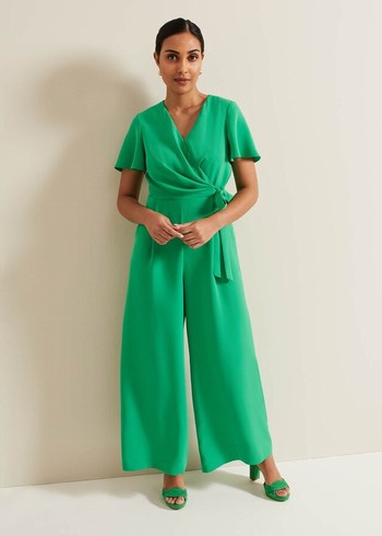 Phase Eight Petite Julissa Wide Leg Jumpsuit Green Canada | KDVRBQ-196